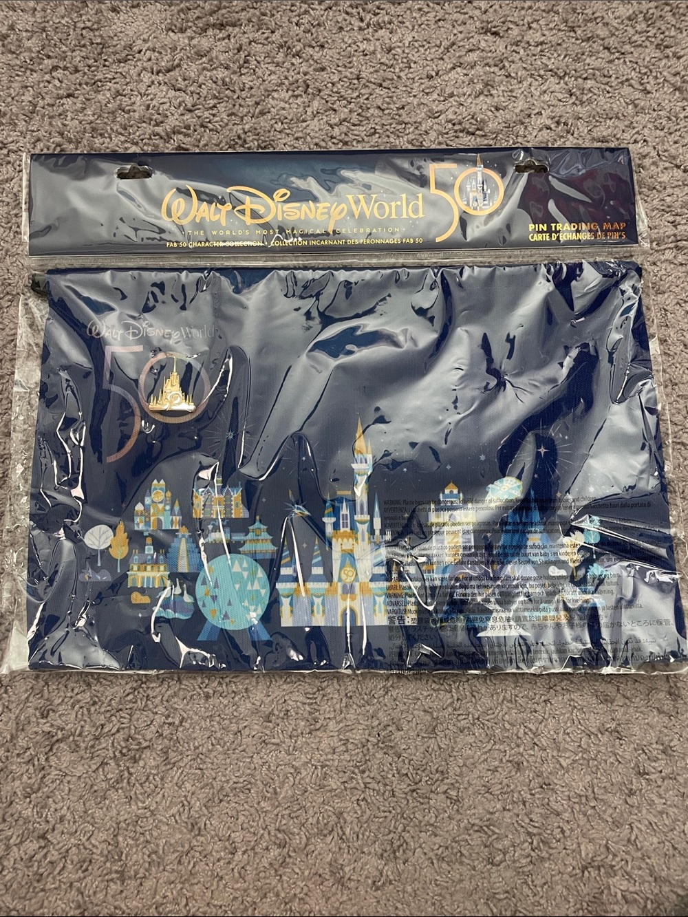 Disney Pin Trading - Navy and Gold 50th Anniversary Castle Pin Map